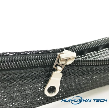 Flexible Black Pet Expandable Zipper Sleeve Braided Cable Wrap - China  Zipper Cable Sleeving, Zipper Braided Cable Sleeve