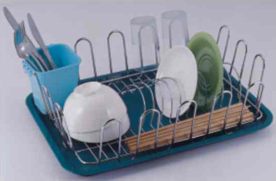 Dish Draining Basket With Plastic Tray