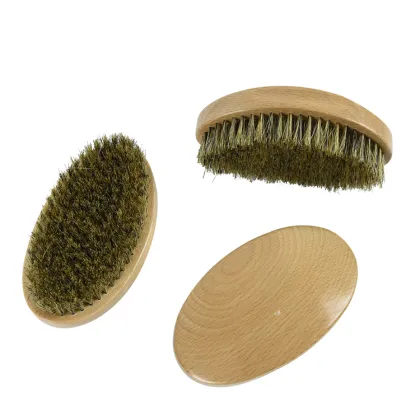 100% Boar Bristles Wave Curved Vent Hair Men's Beard Care Brush Palm Massage