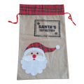 Grand sac en toile de jute de Noël avec motif de père Noël