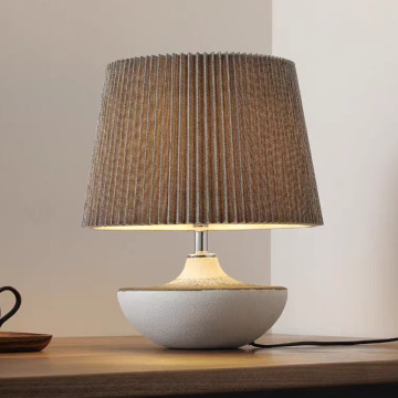 Japanese Retro Style Ceramic Table Lamp with Cloth Shade for Living Room