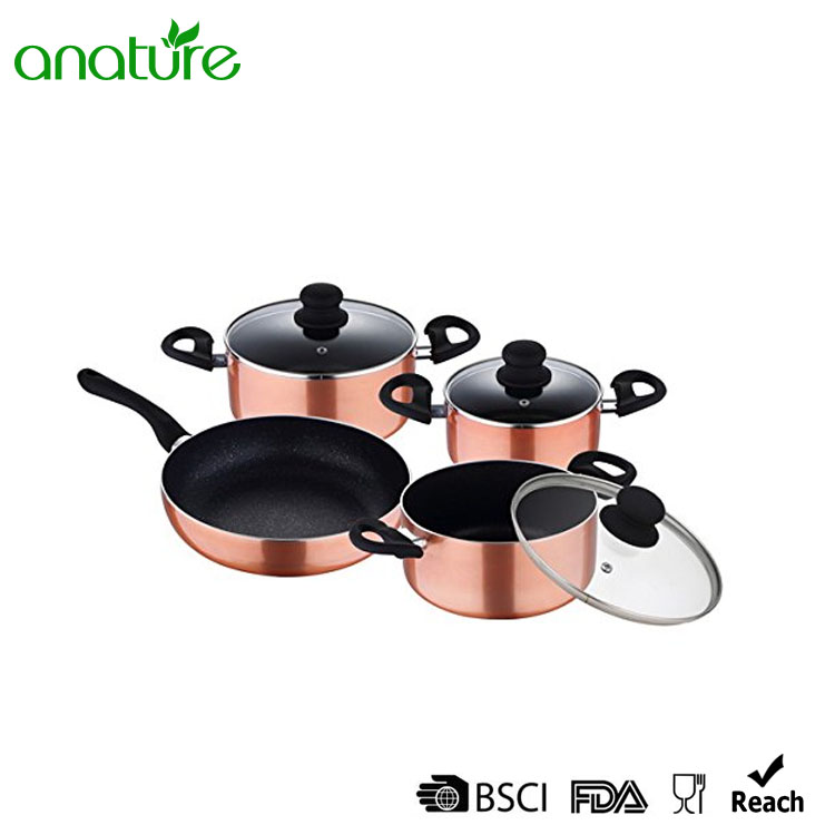 7 Pcs Pressed Marble Coating Cookware Set