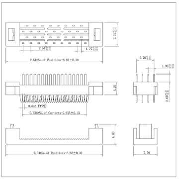 1,27 мм IDC Clable Cable Head Cancecter (завершенная высота 7.0)