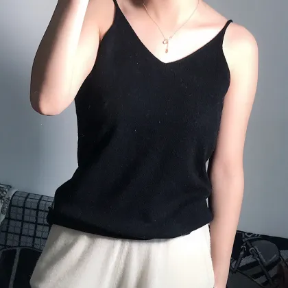 Cashmere sling female V-neck suspender vest