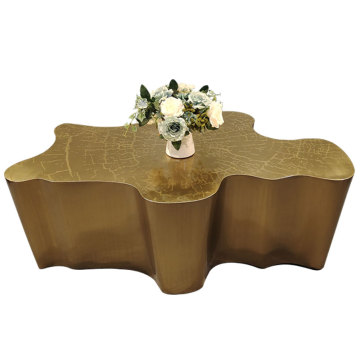 Luxury Gold Stainless Steel Root Shape Handmade Etch Pattern Coffee Table