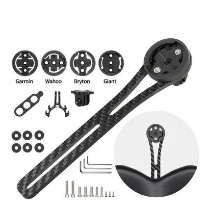 Carbon Fiber Bicycle Computer holder MTB Road Bike Integrated Handlebar Computer Stopwatch Mount  For Garmin / Cateye / Bryton
