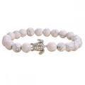 8MM Gemstone Round Beads with Silver Plated Turtle Charm Bracelet