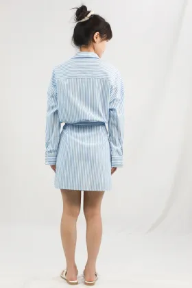 French Slimming Striped Shirt Dress