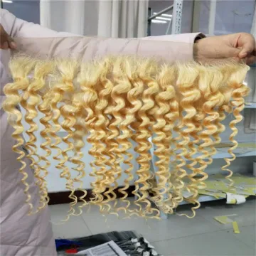 Russian Blonde 613 Colour Deep Wave 100% Virgin Human Hair Weave with Frontal