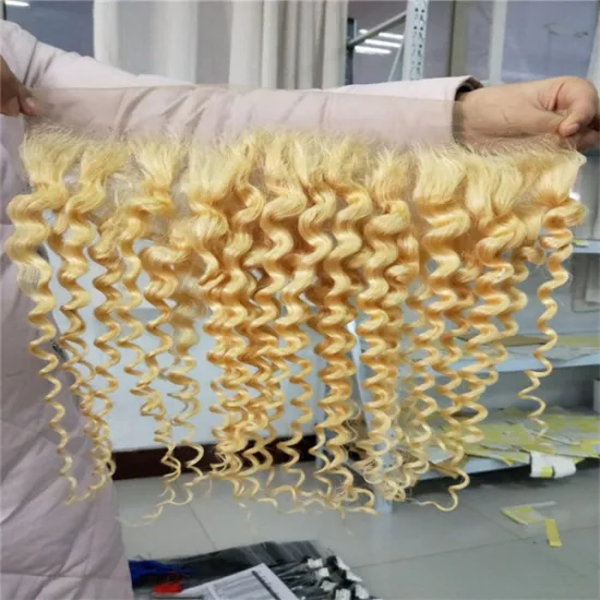 Russian Blonde 613 Colour Deep Wave 100% Virgin Human Hair Weave with Frontal
