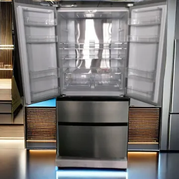 Electric Frost-Free French Door Mini Refrigerator - Portable Stainless Steel for Household, Hotels, and Outdoor Use