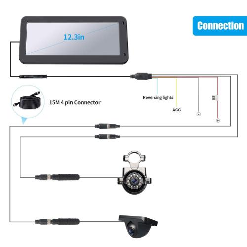 12.3 inch Rearview Mirror Monitor Backup Reversing Camera for Bus Truck
