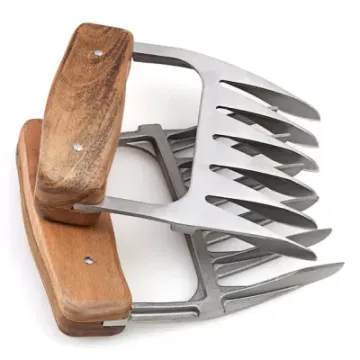 Stainless Steel Forks Wooden Handle Shredding Metal Meat Shredder Claws