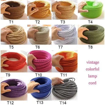 Vintage Braided Electric Wire - Retro Textile Cable for Home Decoration