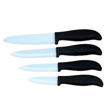 Ceramic Knife Set, Matte White Blade with Black Handle