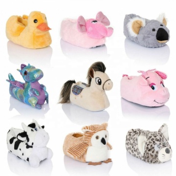 Cute Kids' Fuzzy 3D Fluffy Animal Print Plush Slippers
