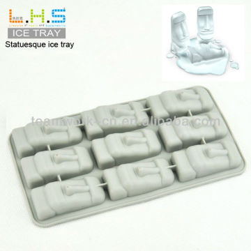 100% Food grade Easter Island statues shape plastic ice cube tray silicone
