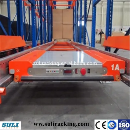 Radio shuttle racking for industrial warehouse storage