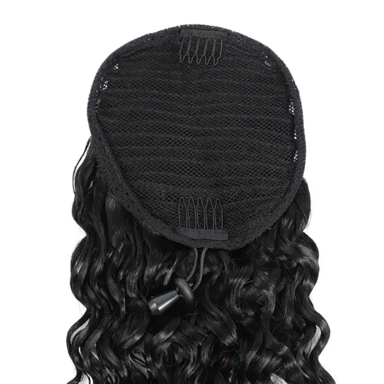 Wholesale Best Drawstring Ponytail Wrap Around Water Wave Remy Cuticle Aligned 100% Brazilian Extension Human Hair