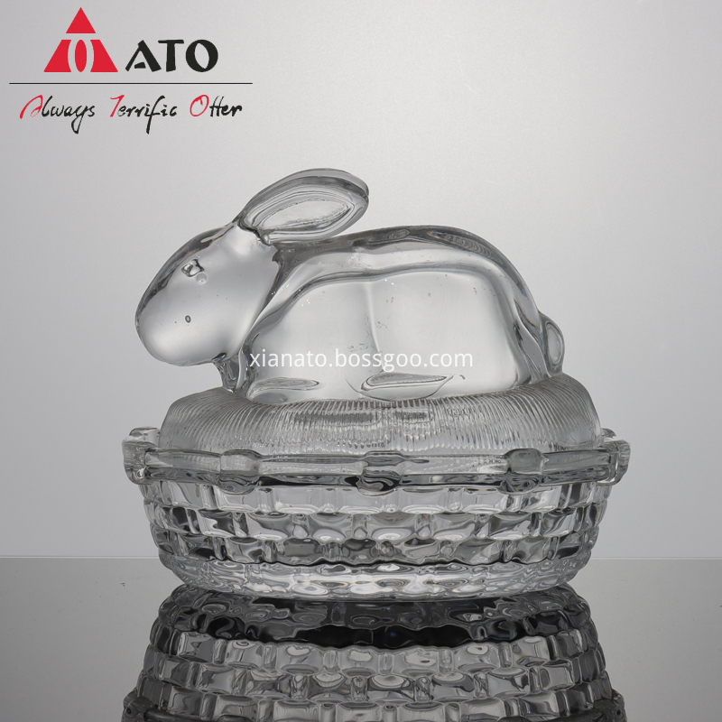 ATO rabbit Shape Glass Storage Candy Jar glassware