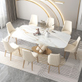 Muebles de habitación de silla de comedor cromado elegante marrón moderno