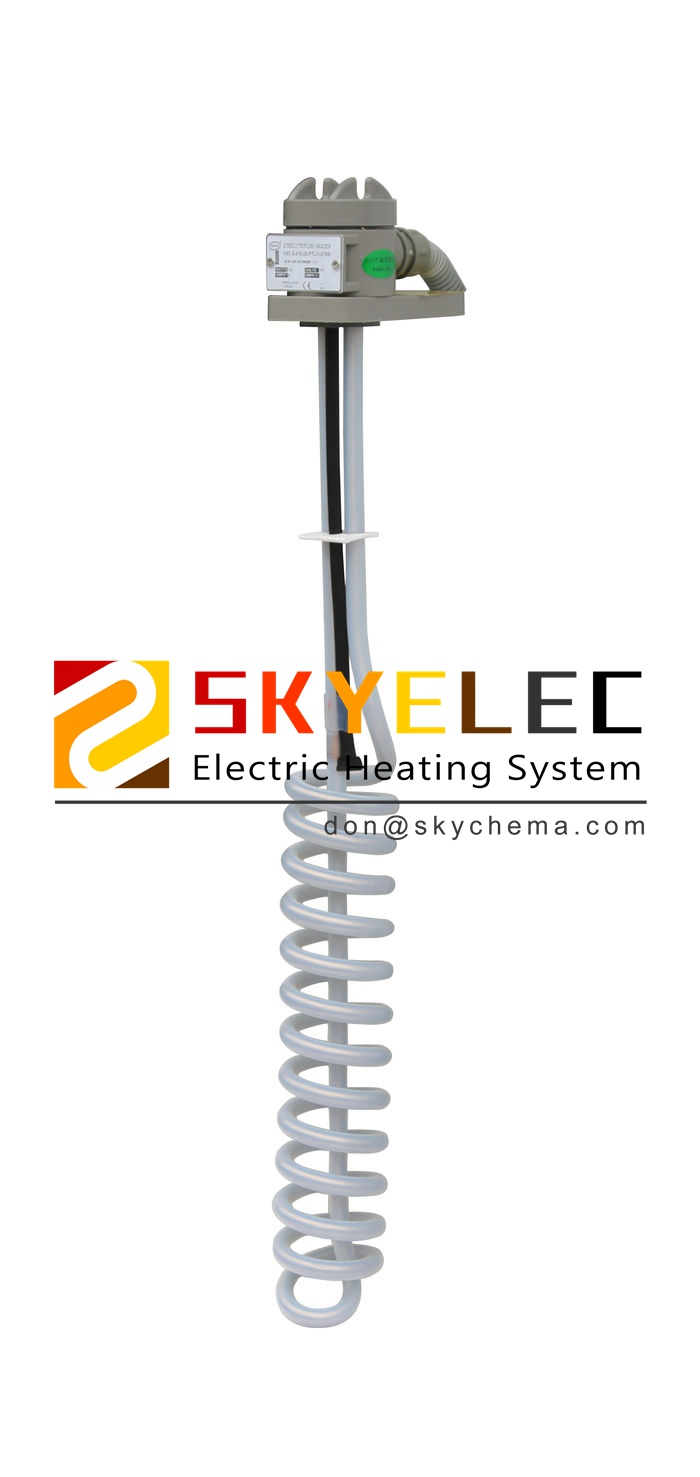 PTFE sheathed immersion heater with Flexible Riser