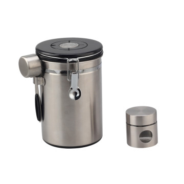 Stainless Steel Coffee Canister With Coffee Spoon