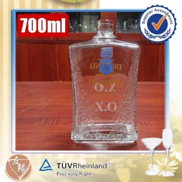 decal surface handling 700ml rectangle xo brandy novelty glass bottle