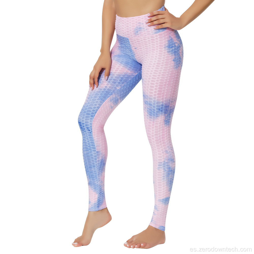 Pantalones ajustados para mujer, pantalones con burbujas de teñido anudado, pantalones deportivos para correr, pantalones de ciclismo, pantalones de verano para mujer, Fitness, Yoga, Legging para mujer