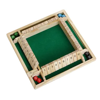 High Quality Wooden Classroom 4-Way 1-10 Numbers 4 Player Shut The Box Game with 2 Mini Wood Dices