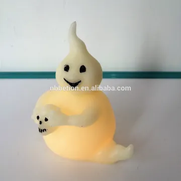 ivory color flameless battery operated ghost shaped candle light led ghost candle light halloween candle light ghost candle