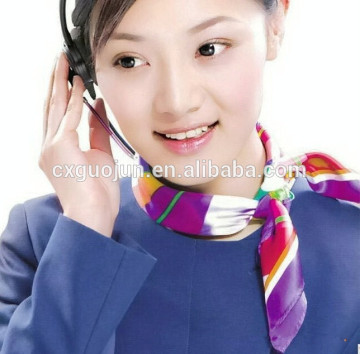 3d transfer printed satin for Stewardess scarf
