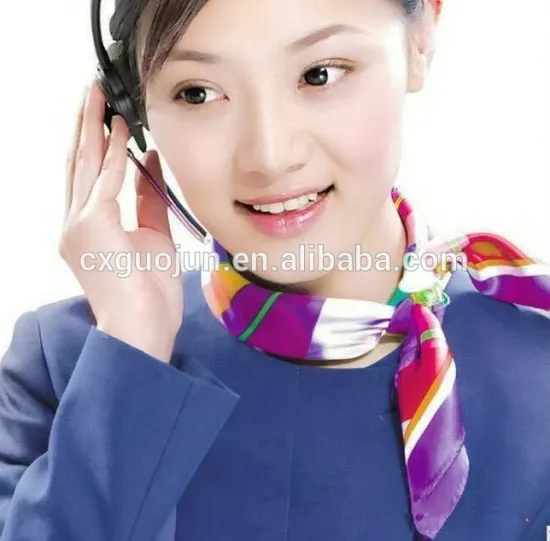 3d transfer printed satin for Stewardess scarf