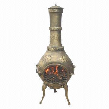 Cast iron outdoor fireplace, free standing, measuring 125*46cm, copper color