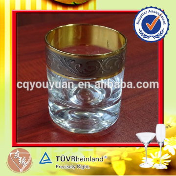 High quality round gold rim whiskey glass 6.7 oz