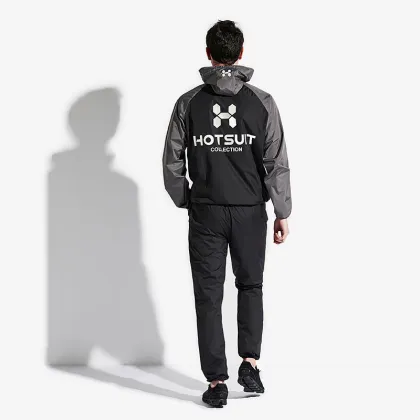 HOTSUIT New Fashion Sauna Suit Men Gym Clothing Set Hoodies Pullover Sportswear Running Fitness Weight Loss Sweating Sports Suit