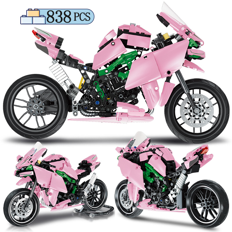 838pcs City Technical Off-road Motorbike Locomotive Building Blocks Creator Diy Racing Car Motorcycle Bricks Toys for Children