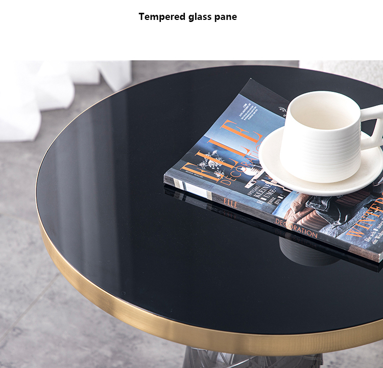 Round Black Glass Top Coffee Table