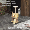 Luxury Cat Climbing Tower Wooden Sisal Indoor Scratching Post Multi Level Rest House Soft Hammock Activity Center Carton
