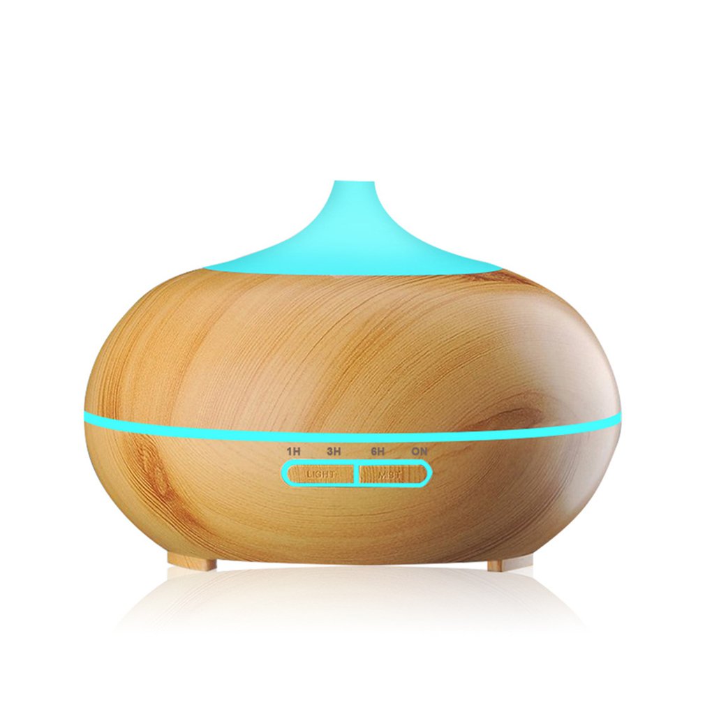 550ml Remote Control Ultrasonic Air Humidifier Aroma Essential Oil Diffuser with Wood Grain 7 Color Changing LED Lights