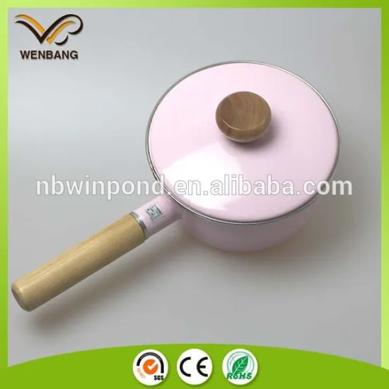 lovely design pink bakelite handle cooking pan, round shaped large sauce pan