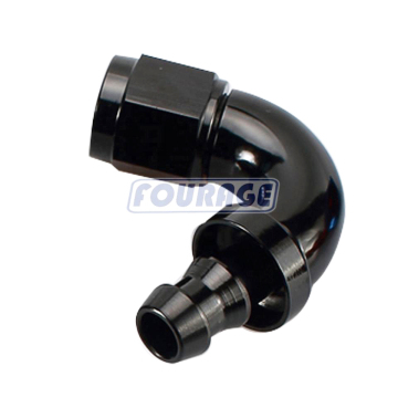 120 Degree Aluminum Full Flow AN Female to Hose Barb Push-On/Lock Hose Adapter - Auto Parts