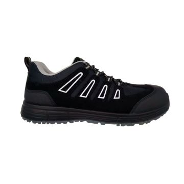 Aktibong hakbang na Black Suede Microfiber Safety Shoes