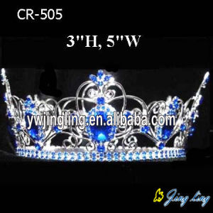 Sapphire Rhinestone Beauty Queen Crowns Full Round