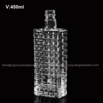 Custom Empty Clear Spirits Vodka Wine Glass Bottle Glass Bottle 450ML