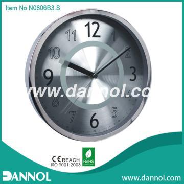 12\" Round Quartz Iron Wall Clock with Aluminium Dial,Silver