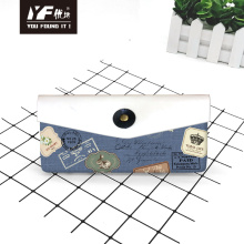 Custom Nostalgic stamp style PU leather pencil case & bag multifunctional hand bag