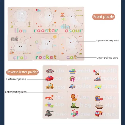 Wooden Alphabet Jigsaw Puzzle: Learning Letters through Spellable Animals