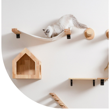 Moderne Holzkatze Kletterbaum mit wand montierten Regalen