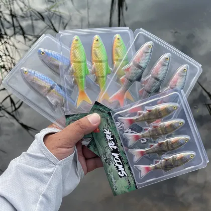 Swimbait Shad Soft Jerk Minnow Bass Fishing Lure - Segmented Body with Forked Tail (8cm/9.6cm/13cm)